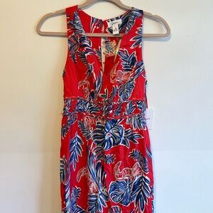 Tropical Bird & Pineapple Print Maxi Dress